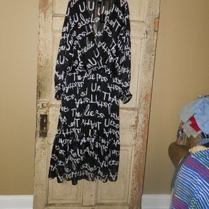 Ashley Stewart Peace Graffiti Lurex Wrap Maxi Dress Size 26 (Z-27)